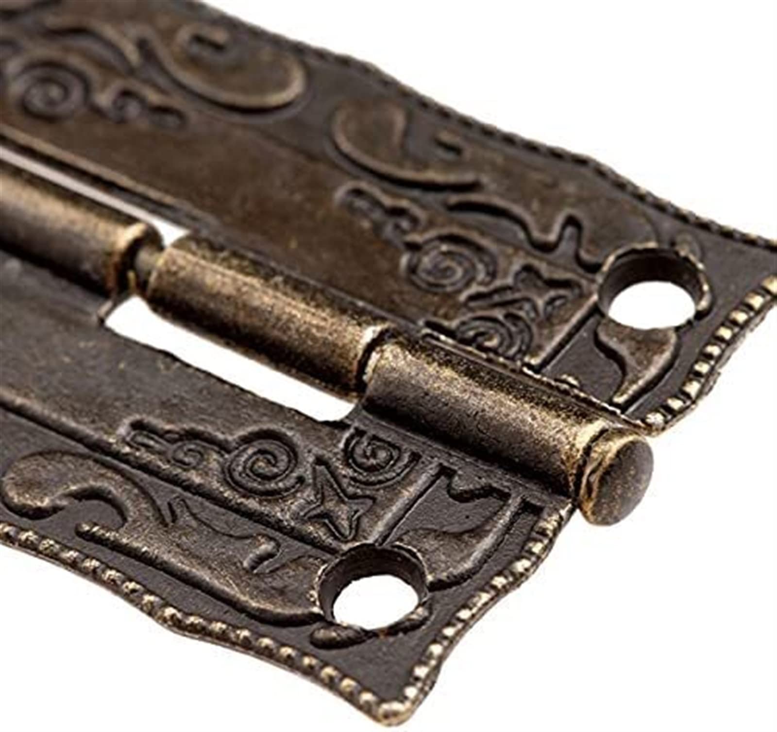 Zawiasy do drzwi, zawiasy doczołowe, zawiasy do drzwi 10 szt. Zawiasy 36 * 23 mm Żelazo Antyczny brąz Cynk Żelazo Dekoracyjne śruby Vintage Drewniane pudełko z biżuterią Szafka Kwiatowy wzór
