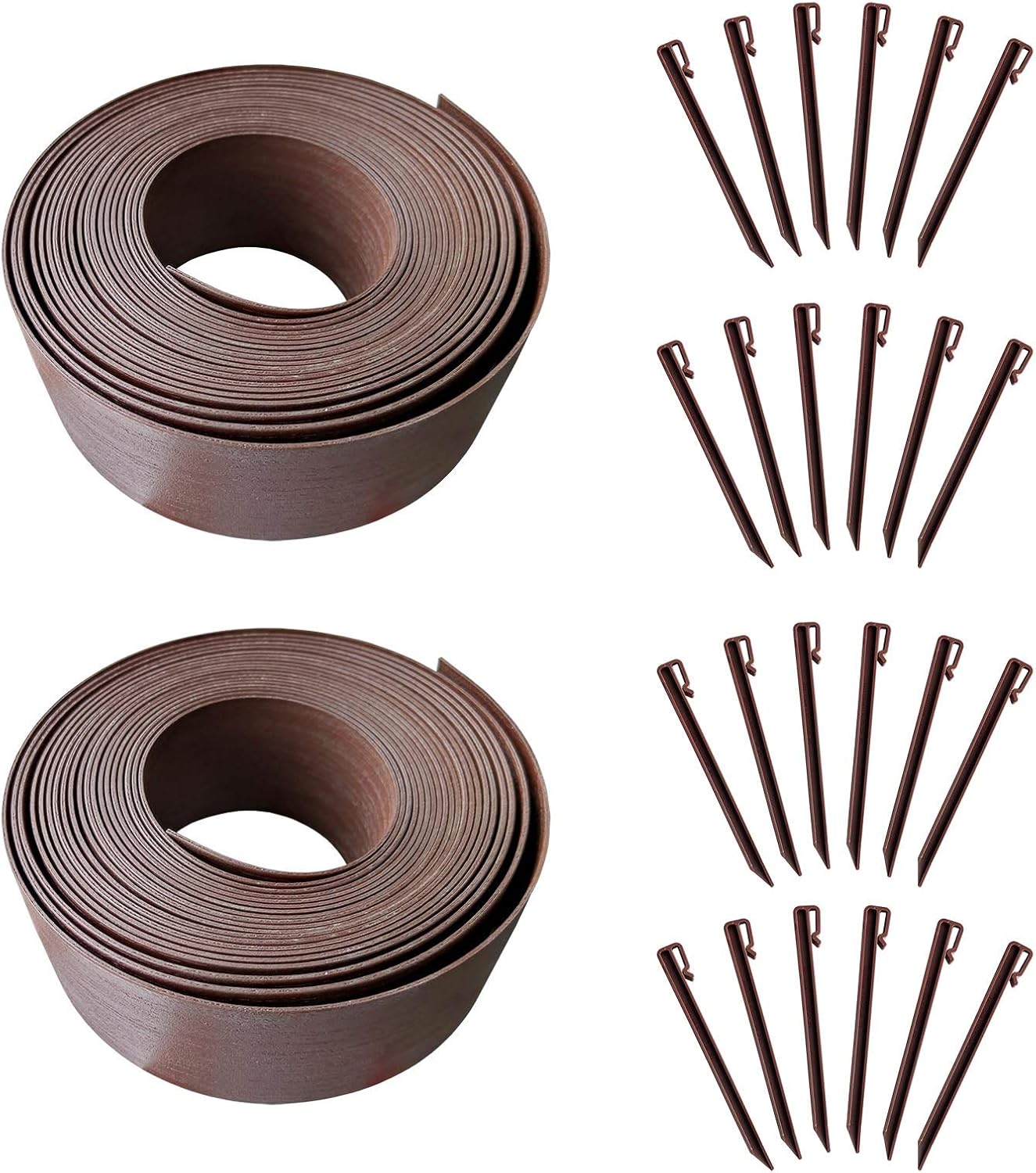 80FT Black Landscape Edging Coil Kit 4 Inch High,Terrace Board with 24pcs 10-inch Spikes