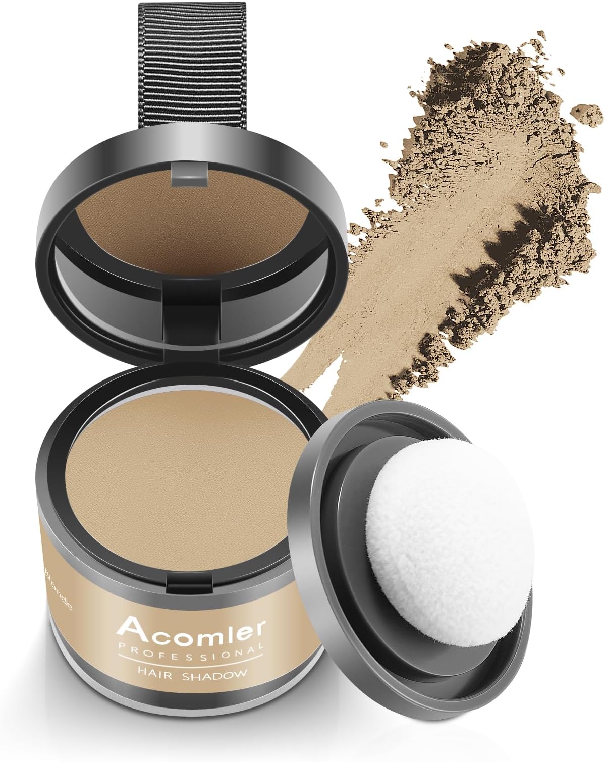 Acomler Root Cover Up Hair Powder for Thinning, Grey Hair - Dark Brown for Hairline Shadow, Eyebrows, Beard Line, Bald Spots (Blonde)