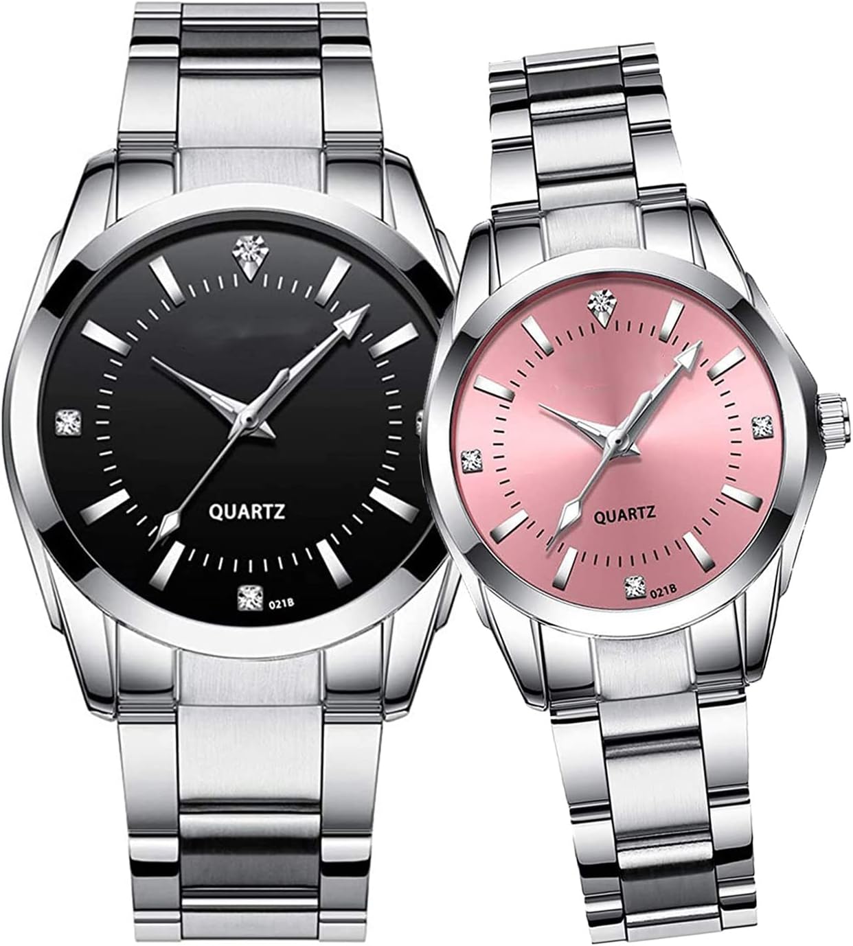 Couple Watches Men and Women Gold Silver Stainless Steel Watch Fashion his and Hers Watches Set