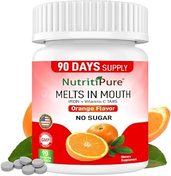 Chewable Iron Supplement for Women/MenCarbonyl Iron 18 mg with Vitamin C 30 mg Tablet in Orange Flavor 90 Count 1