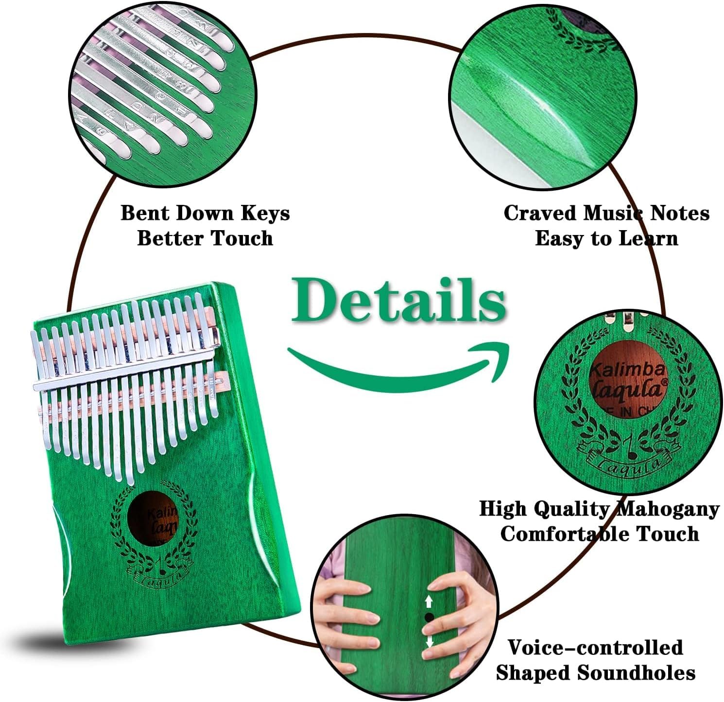 Kalimba 17 Tasti Laqula - Strumento Musicale In Legno Di Mogano Con Custodia, Martello E Istruzioni - Foto 6