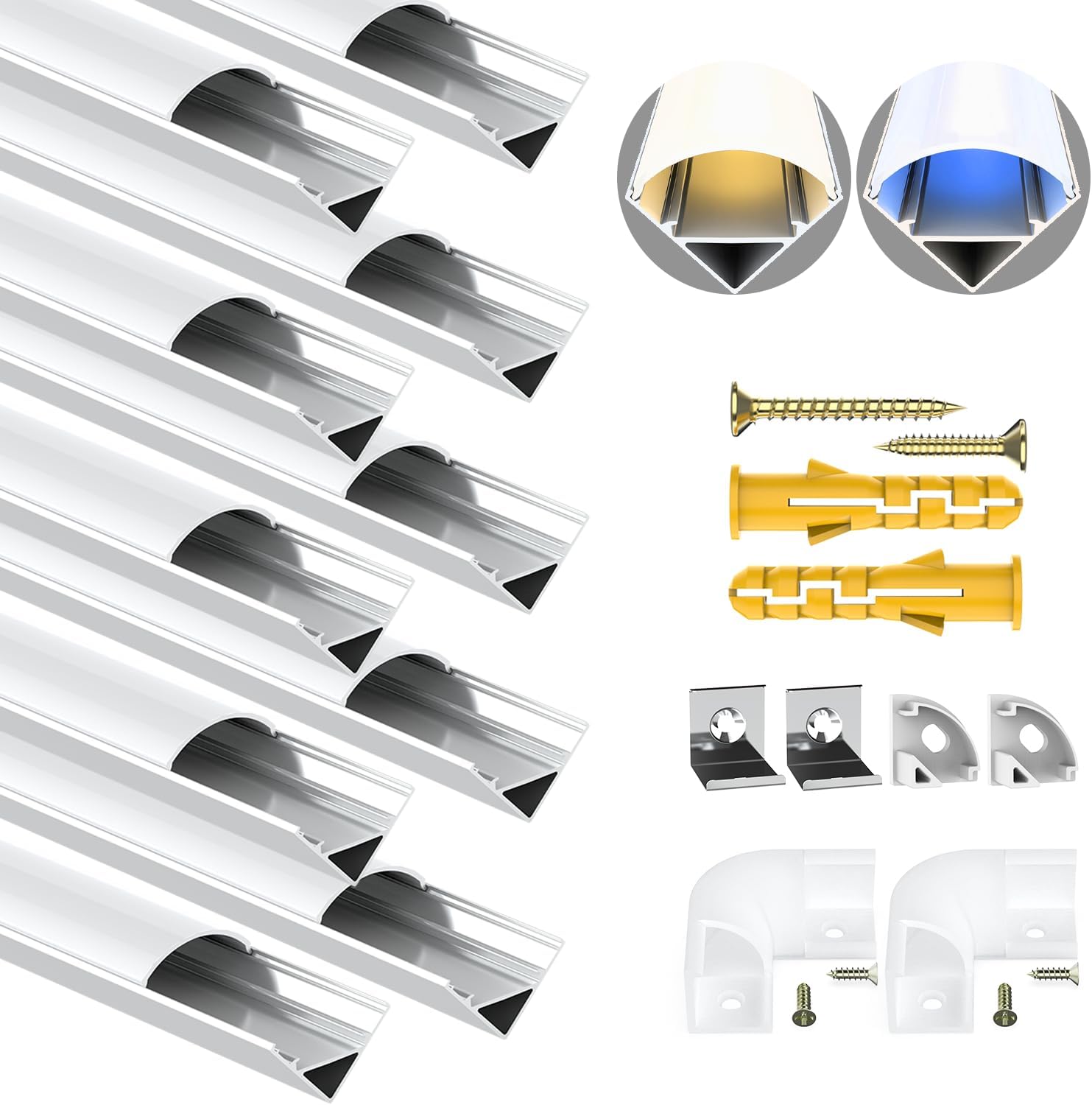 KSIBNW LED Aluprofile 1M 10 Stück - U-Form Mit Milchiger Abdeckung