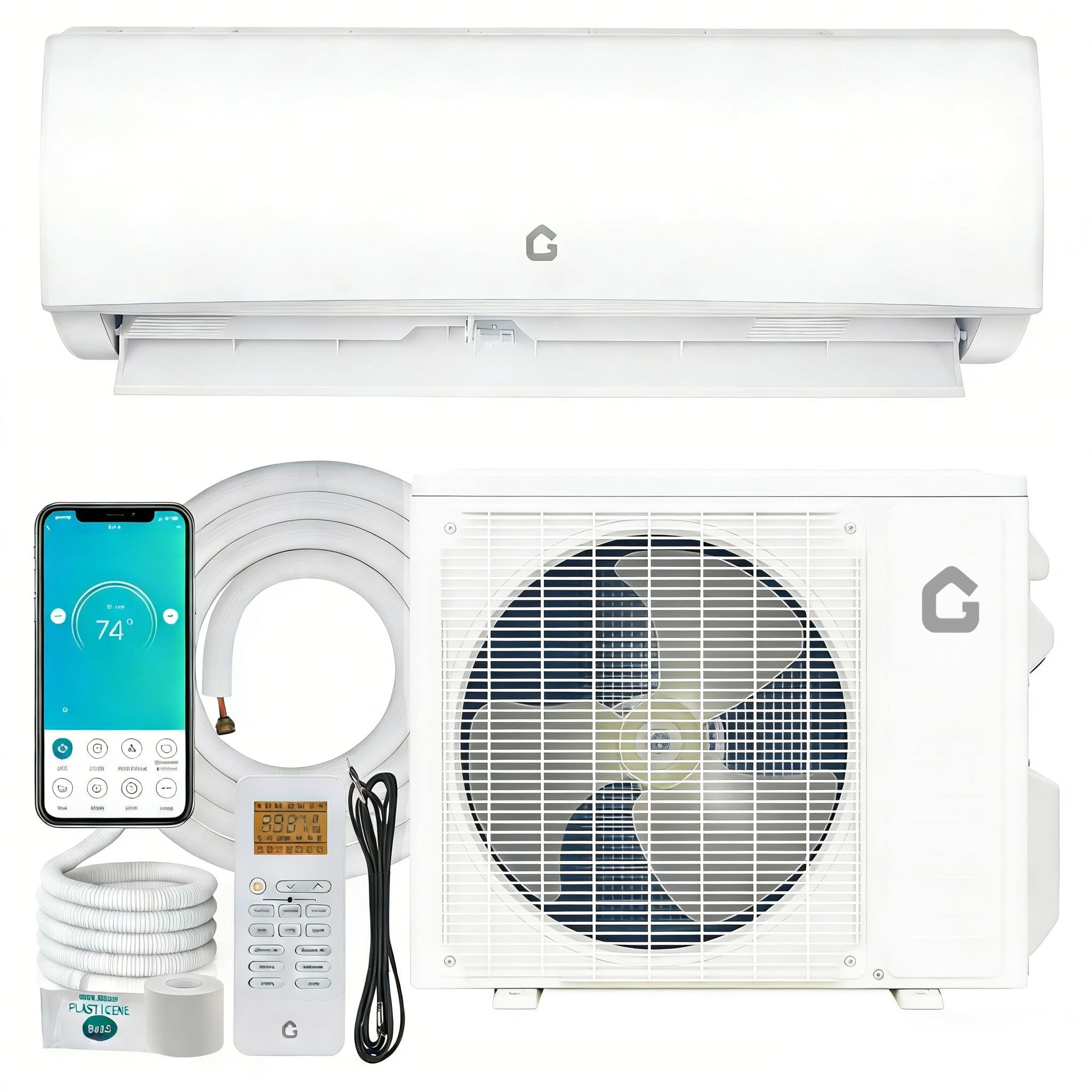 11500 BTU Mini Split Air Conditioner &amp; Heat Pump, 115v WiFi Enabled Energy-Efficient Wall-Mounted Split AC Unit, r32 Refrigerant, Cooling &amp; Heating for Up to 750 Sq.Ft, Includes Installation Kit