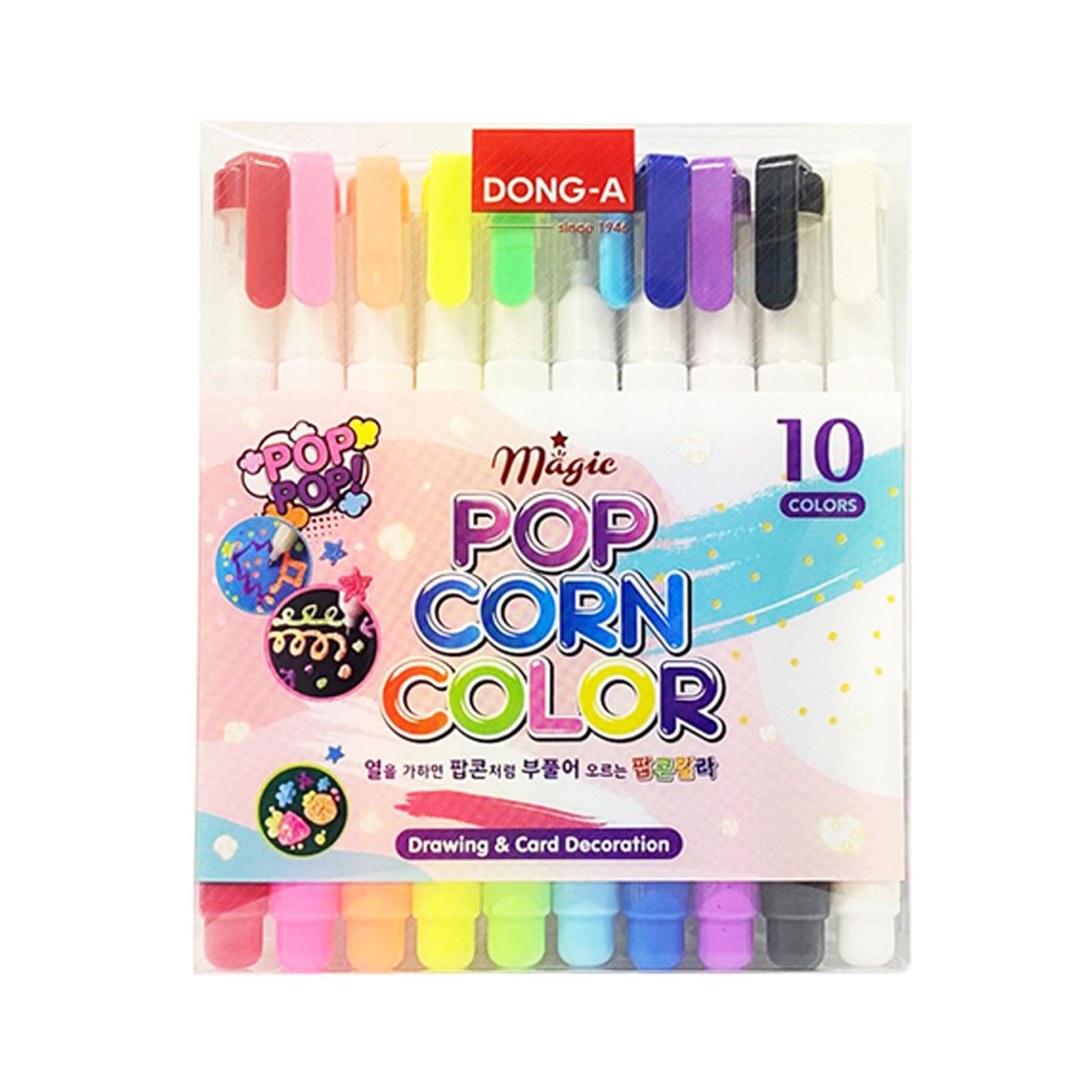 [Dong-A] Magic Puffy Pens Popcorn Color Drawing Pen 10 Colors
