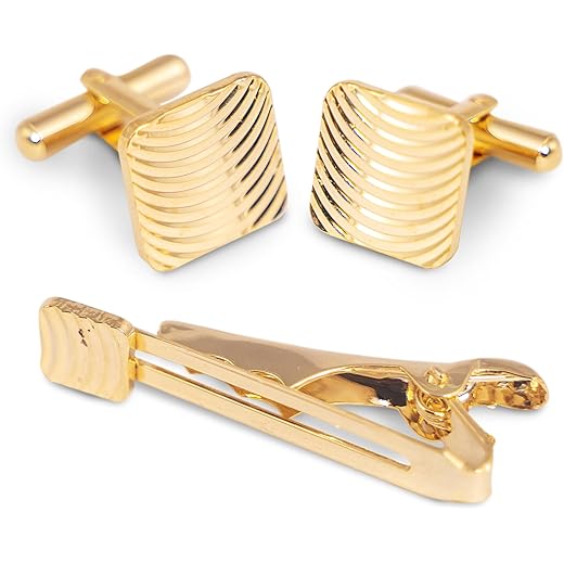 Gold Plated Brass Cufflink & Tie Pin Set