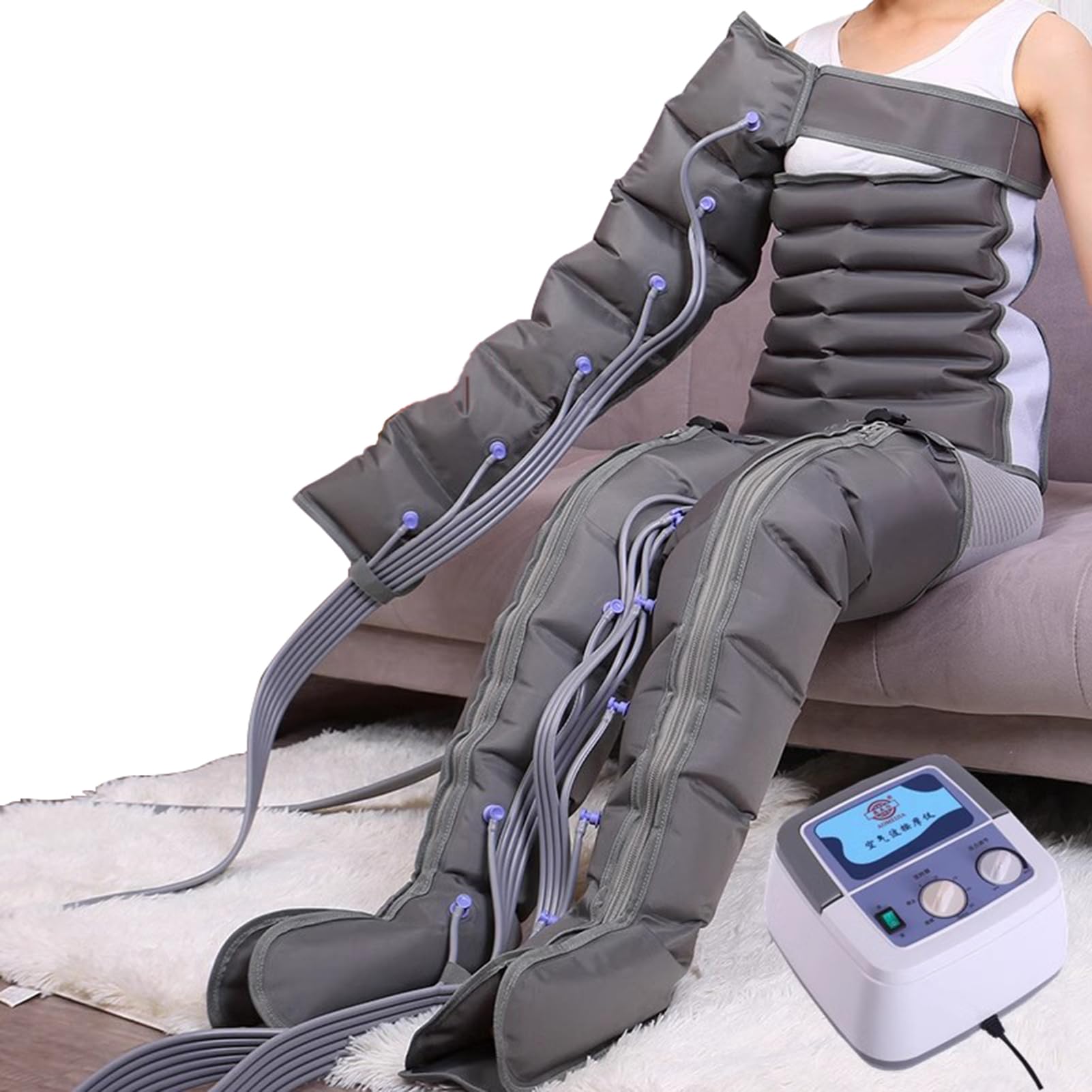 Massaggiatori elettrici per Piedi a 6 camere con Compressione ad Aria per Gambe o Vita, Fasce per Braccia, Caviglie e Polpacci, Macchina per la circolazione, dolori e Relax