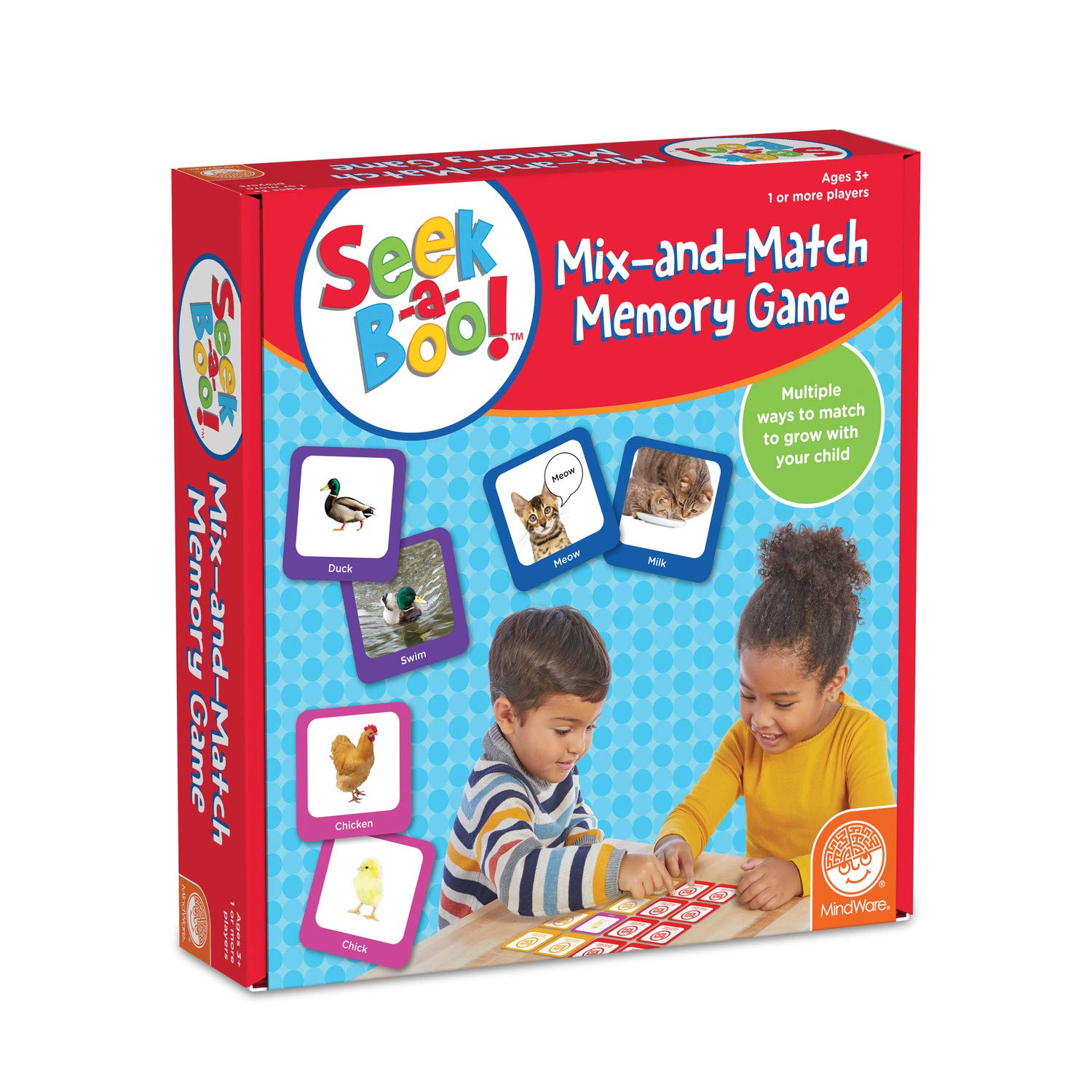 MindWare Seek-A-Boo Mix-and-Match Memory Game - Early Learning for Toddlers & Preschoolers - Great for Home or Daycares - 64 Tiles & Parent Guide - Ages 3+