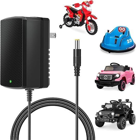 6V Battery Charger for Kids Ride On Car Toys 6V Charger for Best Choice Products Wrangler SUV Kid Trax Dynacraft Toddler Quad Kidzone Bumper 6 Volt Kid Car Electric Toys Ride On Charger
