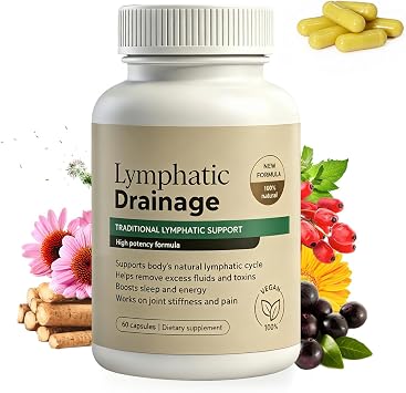 Lymphatic Drainage Capsules Contain 8 Natural Herbal Ingredients for Detoxification and Immune Support. They Help Maintain Fluid Balance and Promote A Sense of Lightness - 60 Capsules