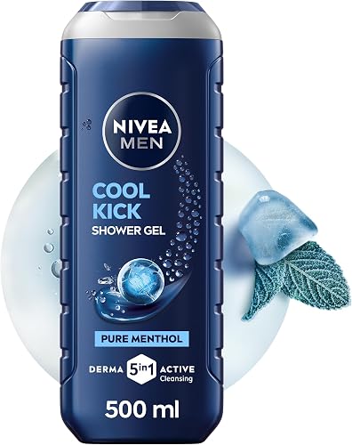 NIVEA MEN Cool Kick 5in1 Shower Gel Wash with Refreshing Menthol, 500ml