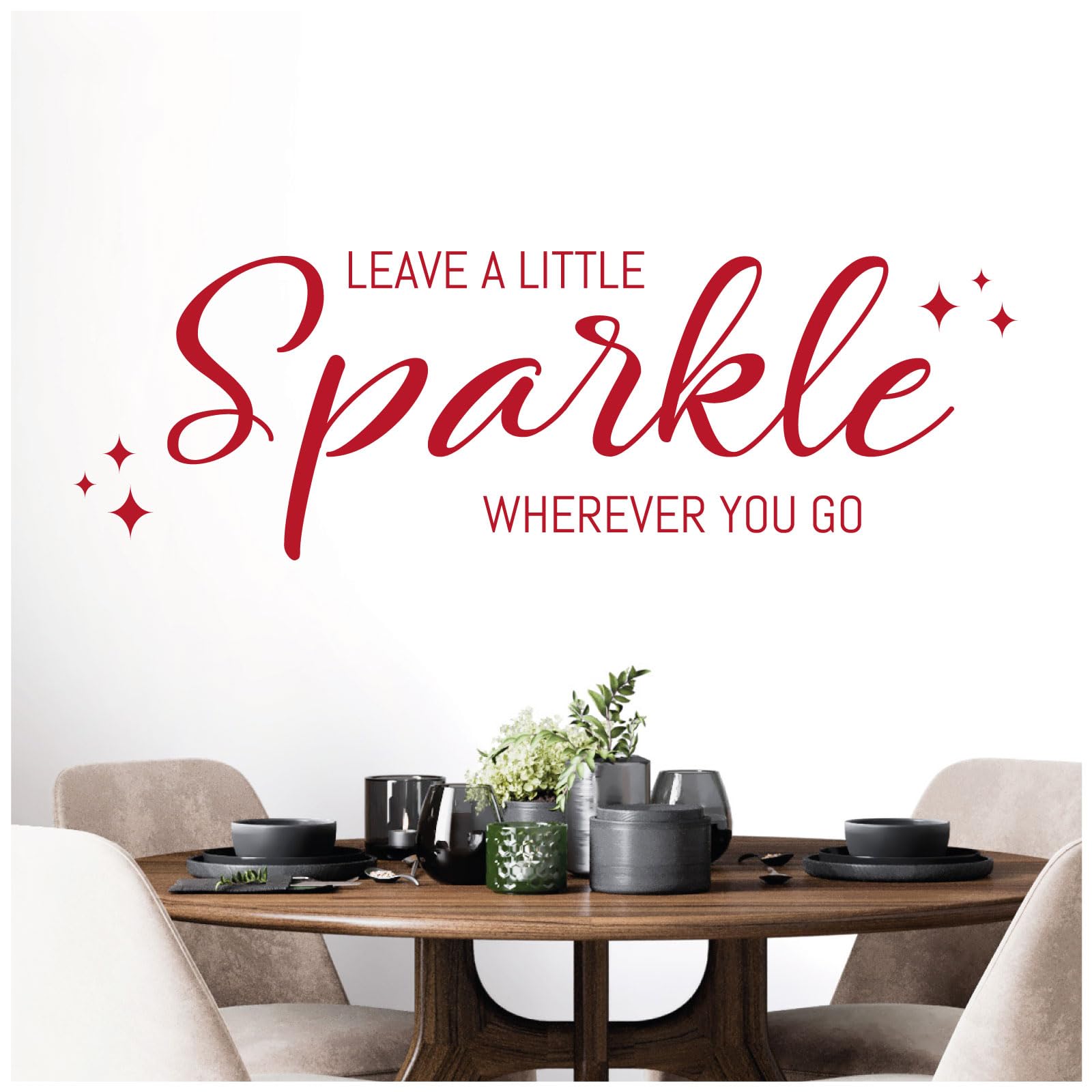 Leave a Little Sparkle Wherever You Go - Wall Quote, Wall Art Sticker [Medium] [Cherry]