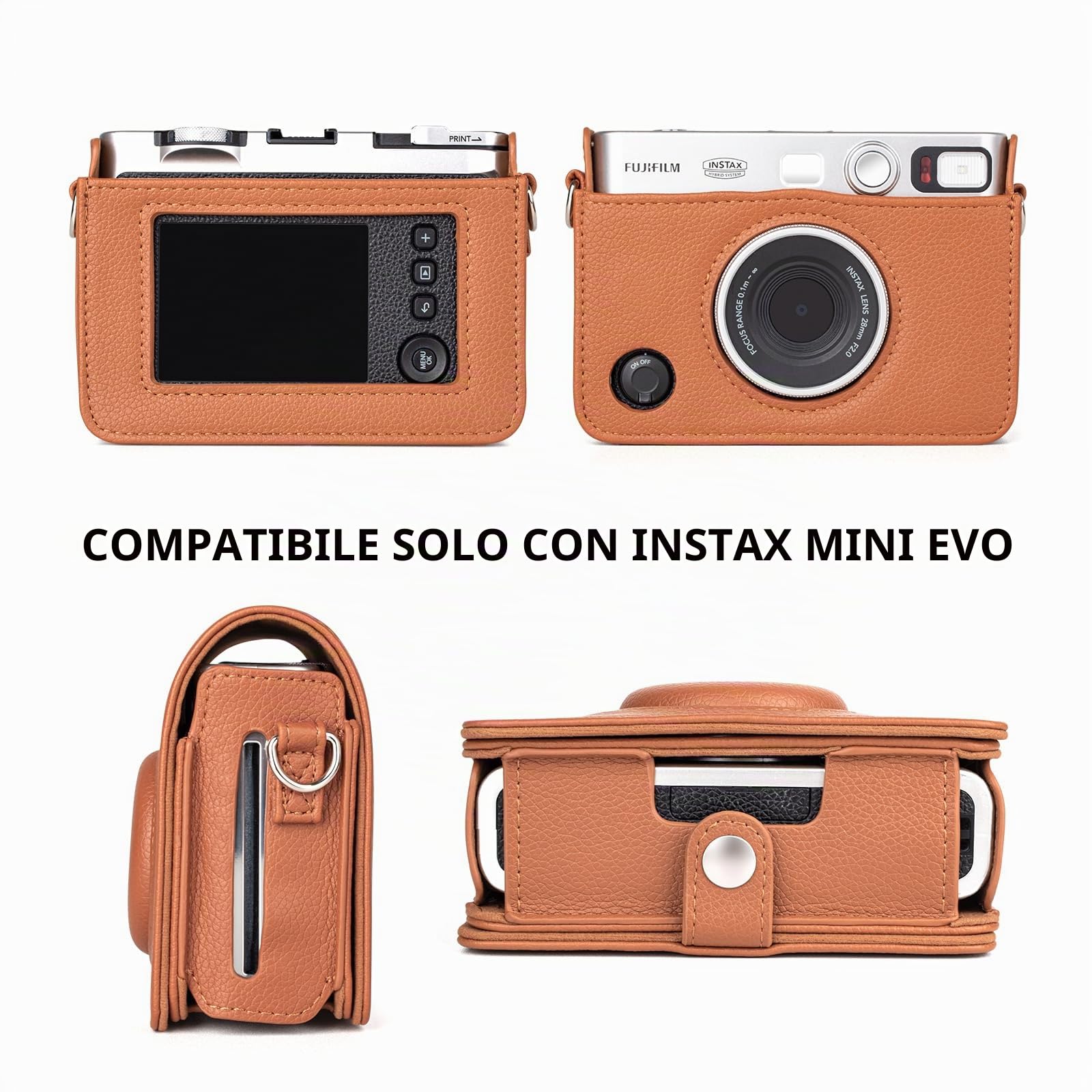 Custodia per fotocamera Mini evo e Fujii Instant Mini EVO, Kit marrone