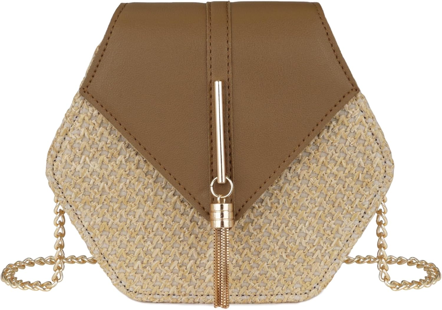 Straw Crossbody Bag for Women Cute Shoulder Handbag Summer Beach Bag Purse with Tassel