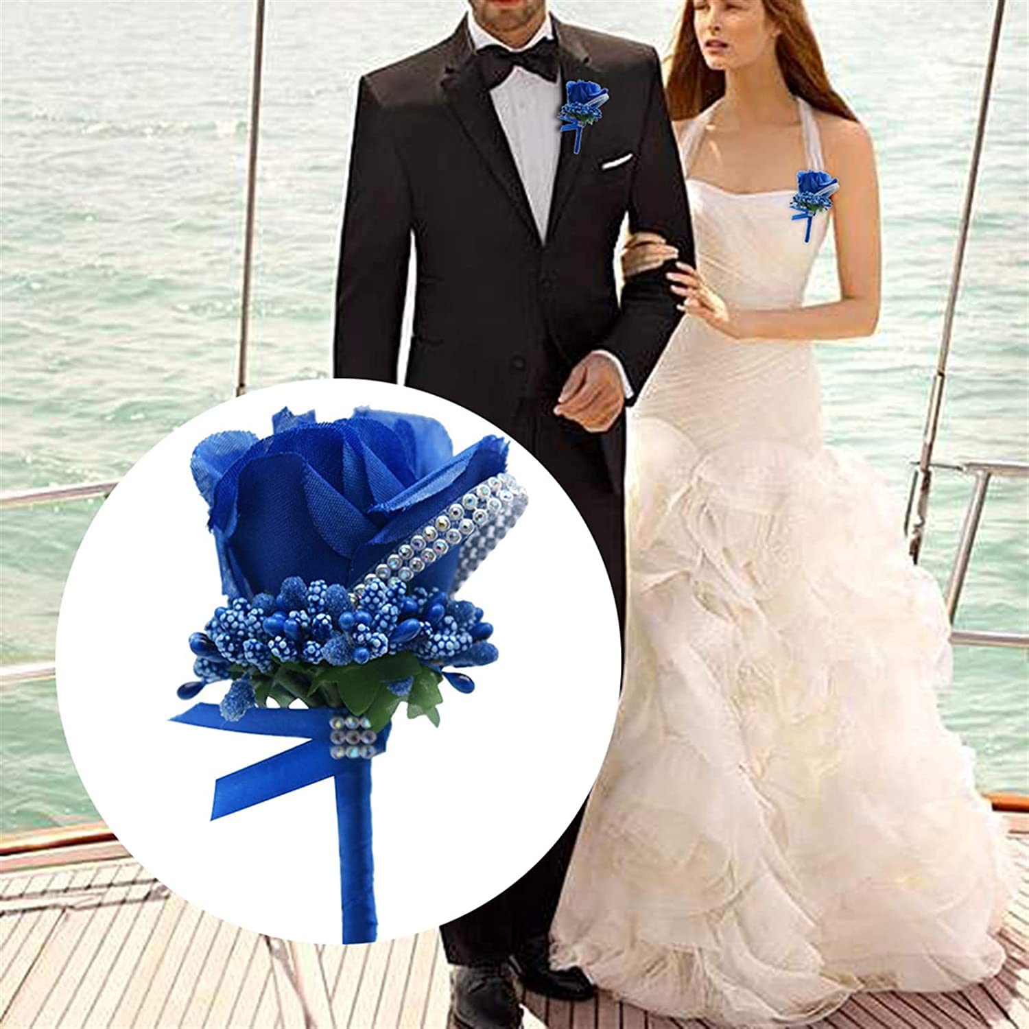 Handgelenkskorsagen für Hochzeiten， Rose Brosche Hochzeit Corsagen Armband Brautjungfern weiß Bräutigam Blume Boutonniere Zeremonie Blumen(Ivory)