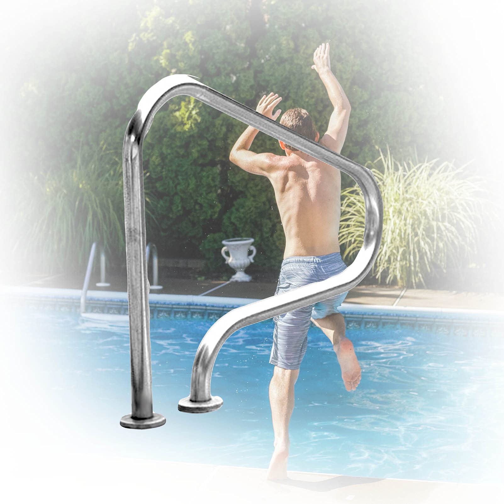 MSHGSKU Pool Handrail,304 Stainless Steel Swimming Pool Handrails - Easy Mount Stair Grab Rail for In-Ground Pools - Durable Safety Handrail for Poolside Support and Stability