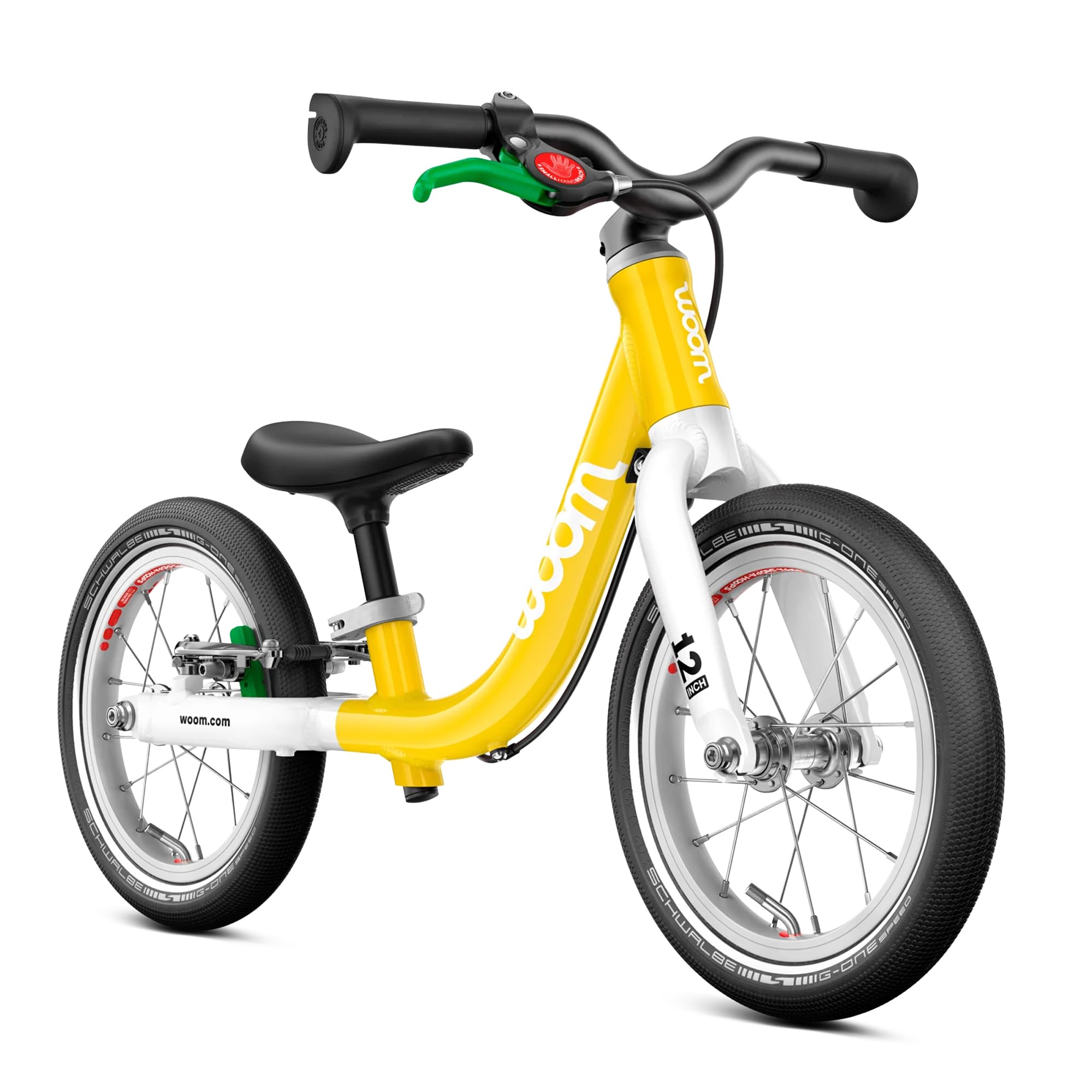 woom GO 1 Balance Bike for Toddlers 18 Months to 3.5 Years Old, 12-Inch Lightweight Bicycle with Handbrake & Steering Limiter for Boys & Girls