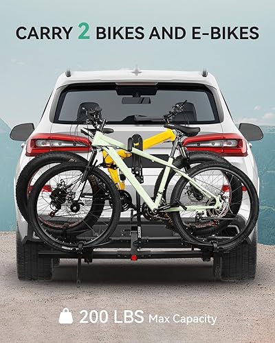 Miniatura 3 de Portabicicletas para enganche de remolque con cerradura, 2 soportes para bicicletas para automóvil, camión, SUV, remolque, portabicicletas para