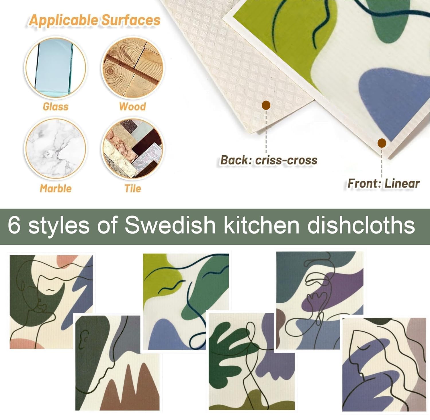 Swedish Dish Cloth 6 Pack - Reusable Paper Towels For Kitchen Cleaning, Super Absorbent & Biodegradable - View #7