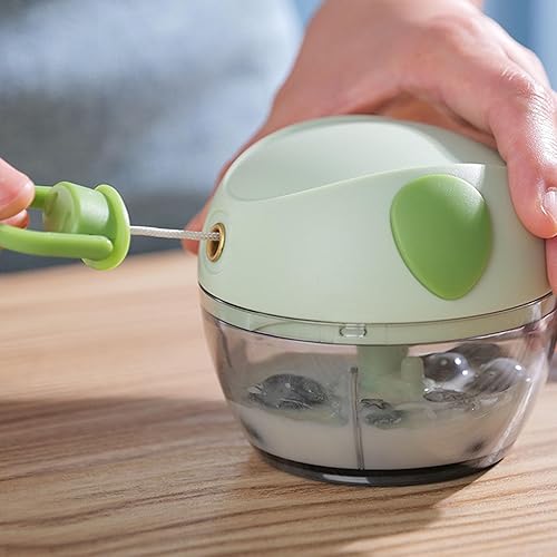 Miniatura 9 de Picadora manual de ajo multifuncional, mini cuerda de tirar de mano, procesador de alimentos para el hogar, máquina de alimentos para bebés,