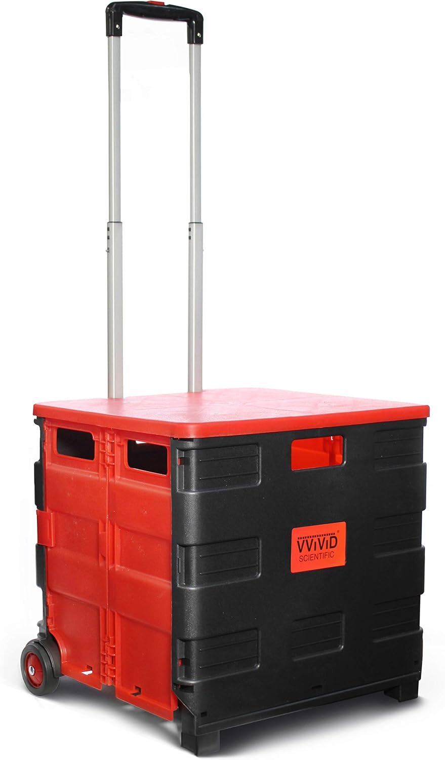 VViViD FLDCRT35KG Large Two-Wheeled Folding Plastic Universal Utility Hand Cart Featuring Telescoping Aluminum Handle