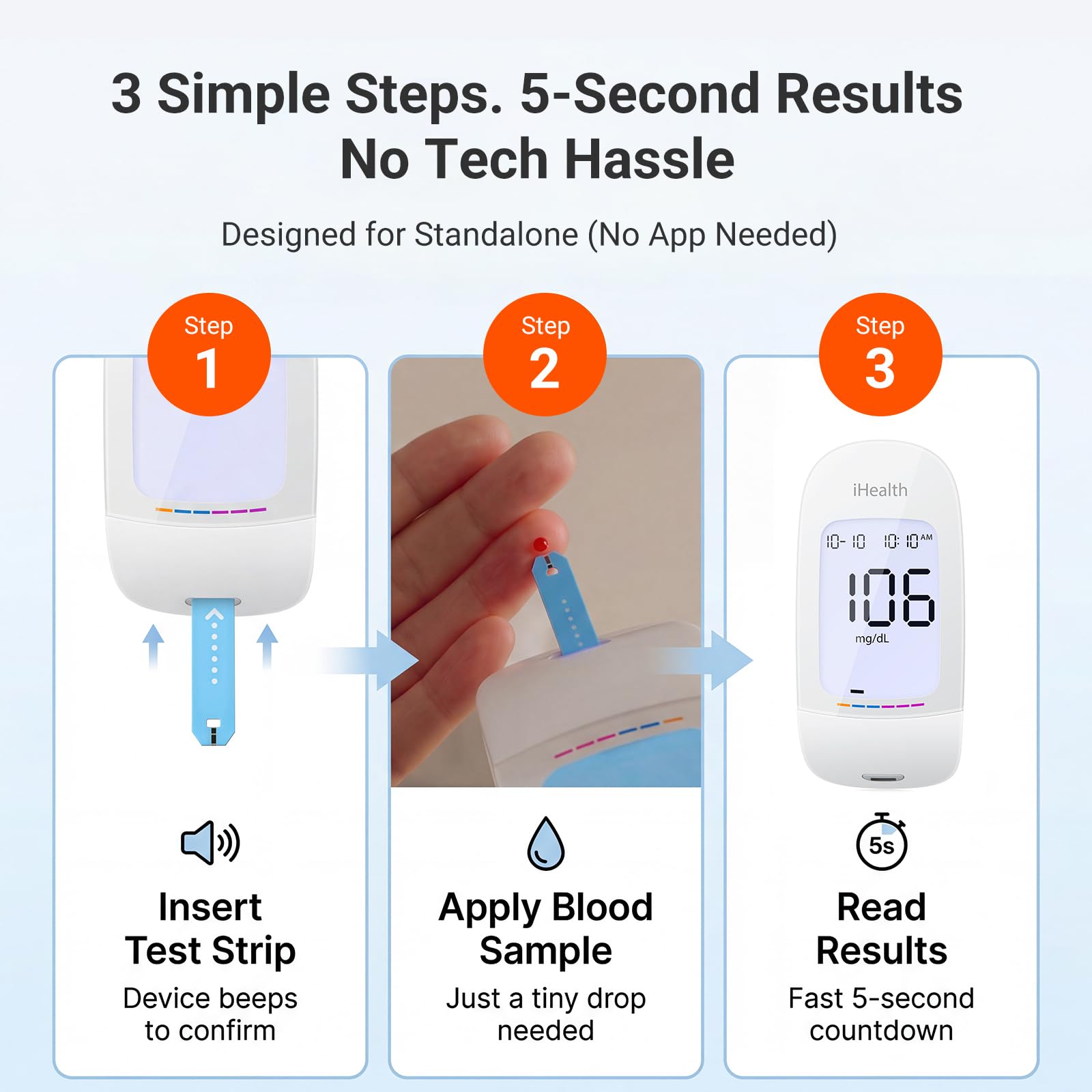 iHealth Blood Glucose Monitor Kit - 100 Strips -3
