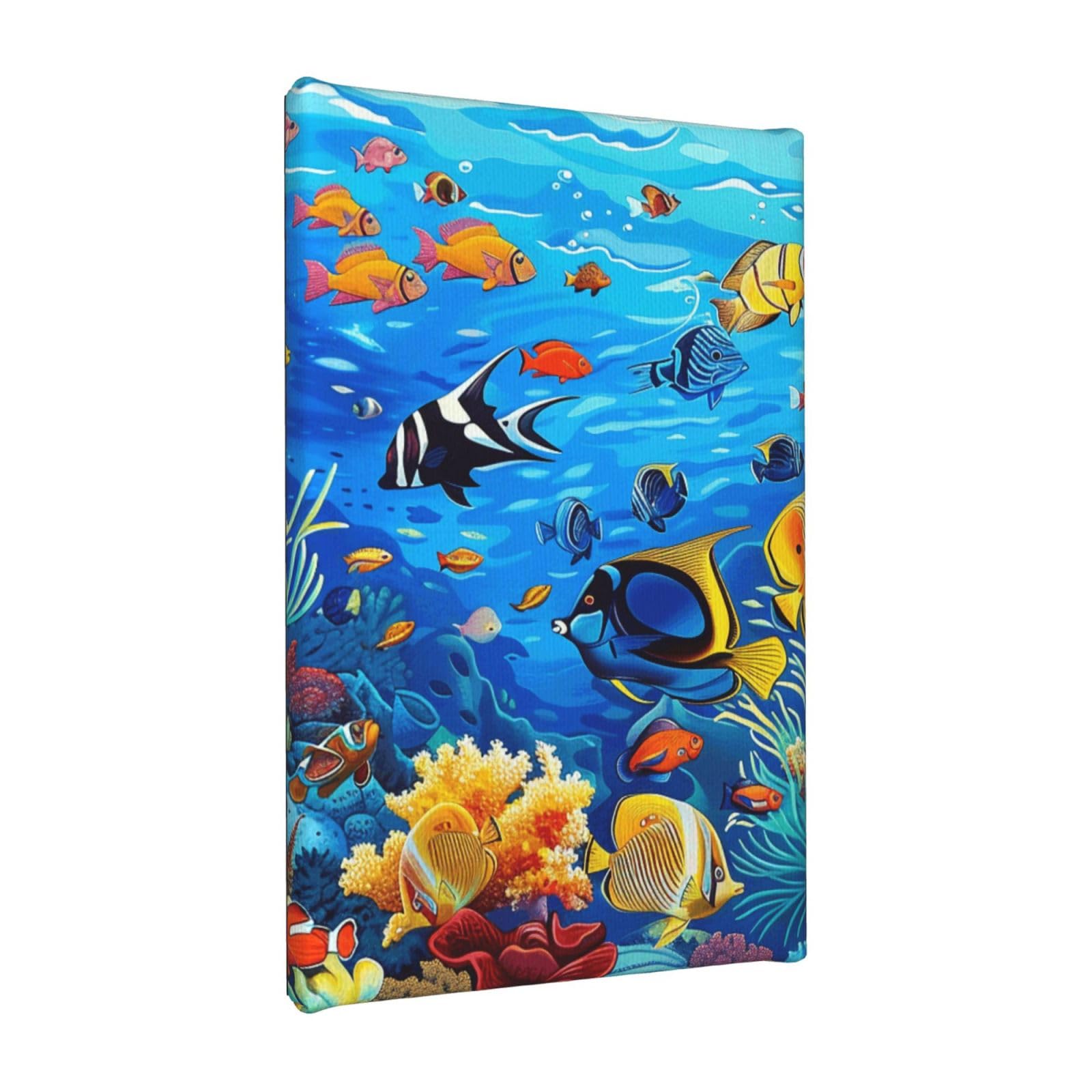YKLJG Tropical Fish Coral Undersea World Printed Wall Art Canvas Painting 20x30 CM Wooden Framed Picture Painting Artwork Prints for Bedroom Kitchen Home Office Decor