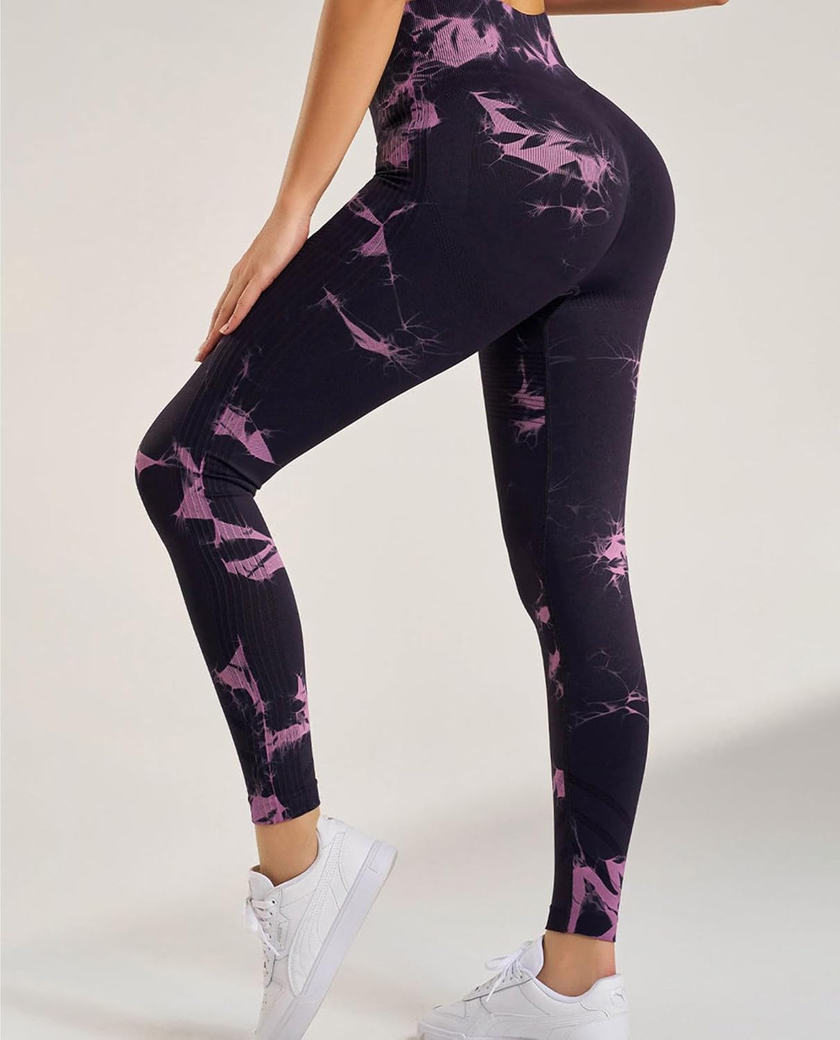 IRON PANDA Workout Leggings-High Waisted Pilates Gym Athletic Womens Yoga Pants-Elastic Tie Dyed Fitness Yoga Pants