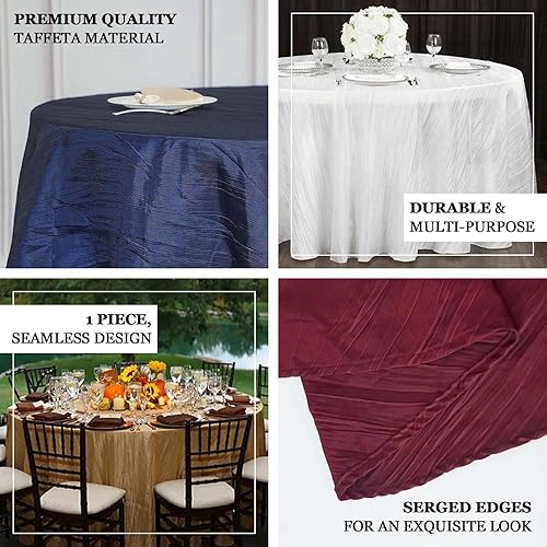 Miniatura 4 de Tableclothsfactory Mantel redondo sin costuras de tafetán arrugado de acordeón verde esmeralda verde cazador de 132 pulgadas