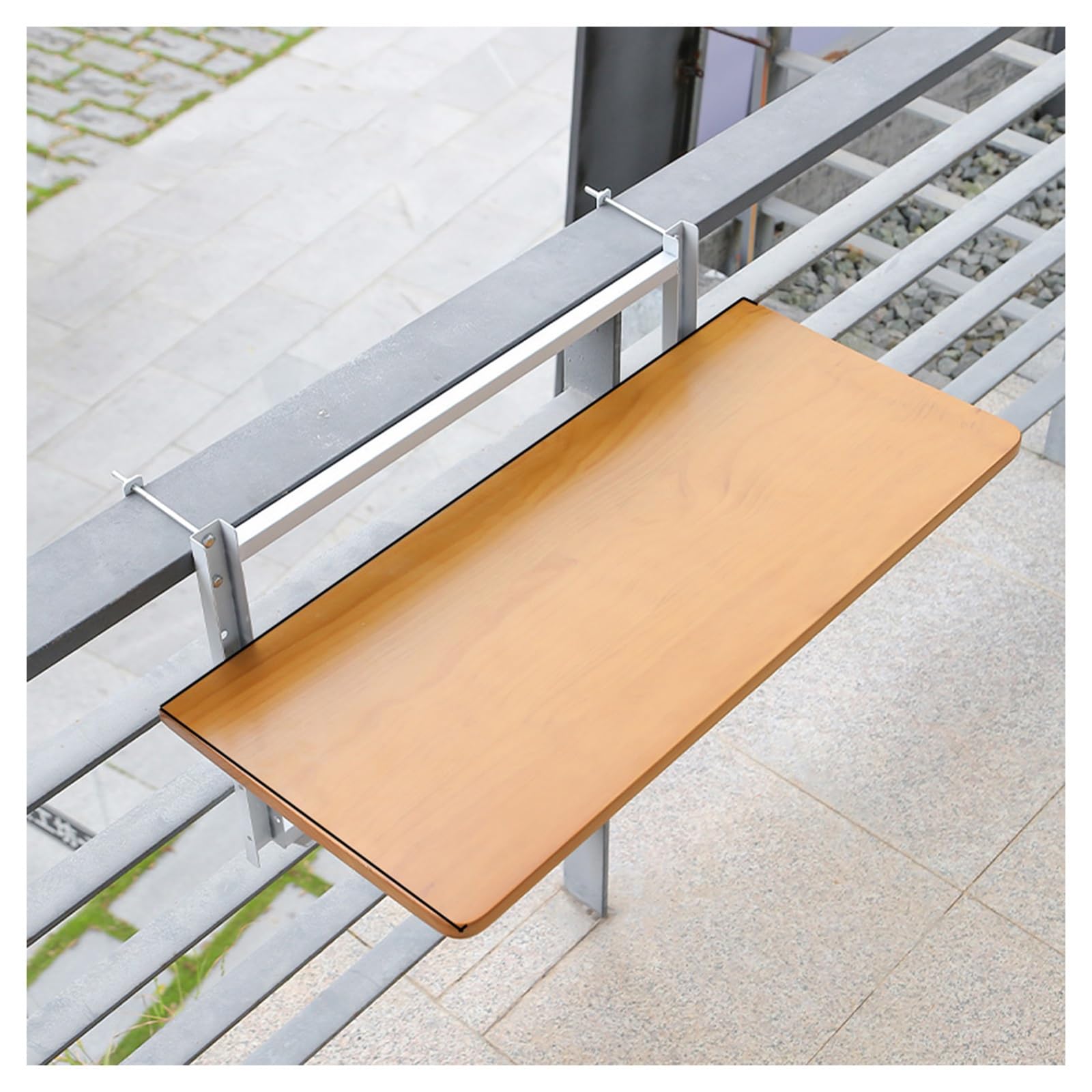 Generico Tavolo Regolabile per ringhiera da Balcone Esterno - Tavolo da Bar Pieghevole a 4 Livelli di Altezza per Giardino e Veranda - Tavolo Nero per ringhiera (100 x 35 cm)