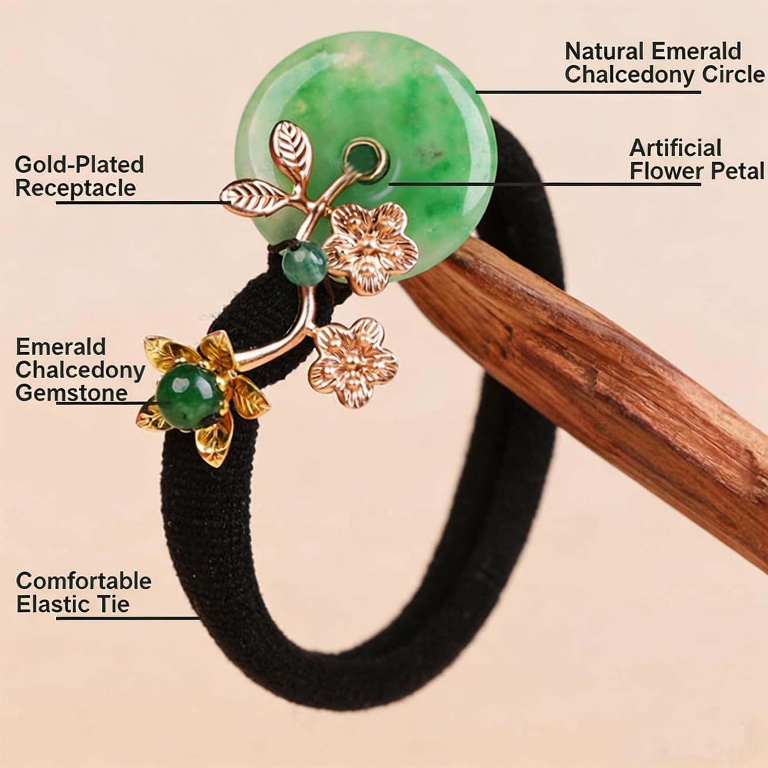 Amazon.com : Vintage Chinese Natural Jade Gemstone Hair Tie, Retro