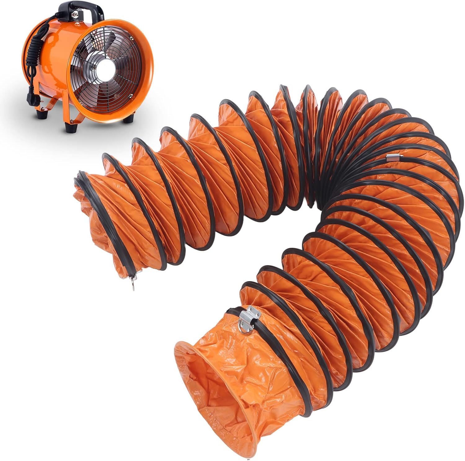 GLOGLOW Exhaust Fan Duct Hose, PVC Flexible Duct for High Work Efficiency, 8 Inch Diameter, 5M Heavy Duty Ventilation Solution (PVC)