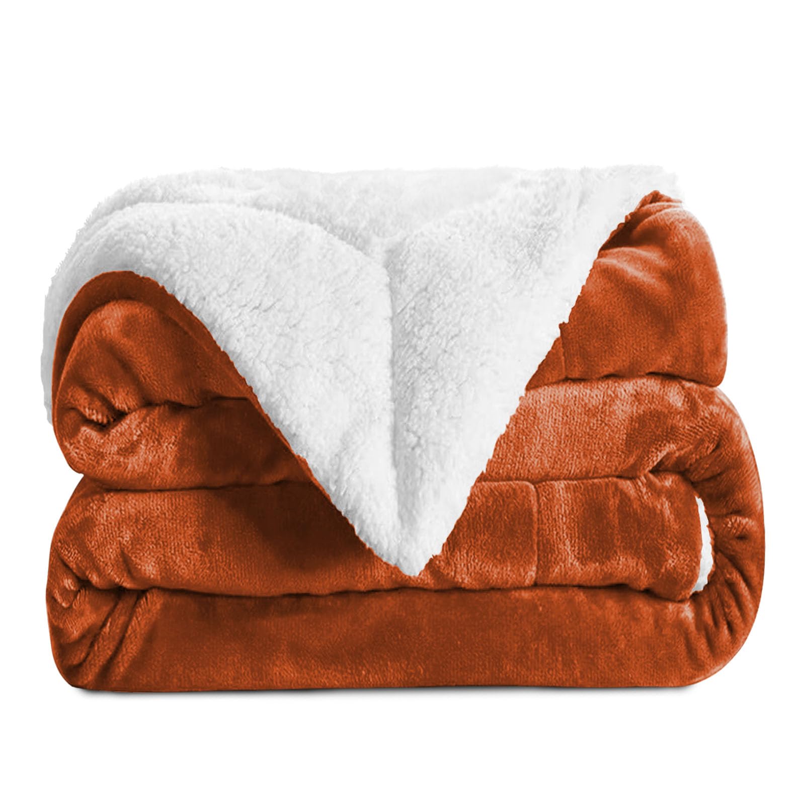 Aspire Homeware Sherpa Fleece Throw Blanket Soft Fluffy King Size Bed Throws Large Travel Blankets Microfiber Sofa Throw (Rust, (200 x 240 cm)) โ image 1