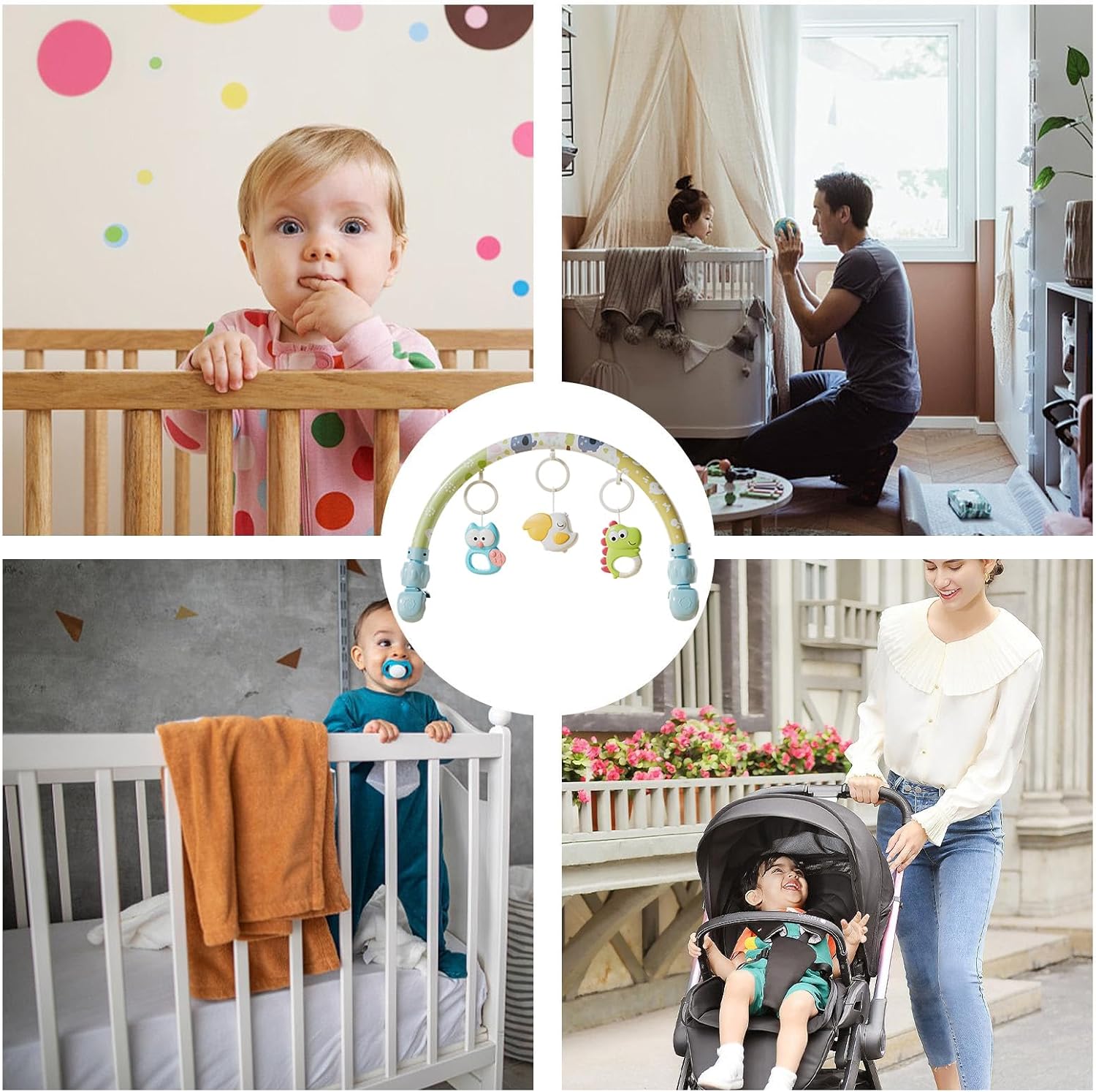 Stroller Arch Toy, Battery-Powered Entertainment Pendant with Lights, Sensory Activity Arch for Car Seat & Stroller, Kids Ages 0+