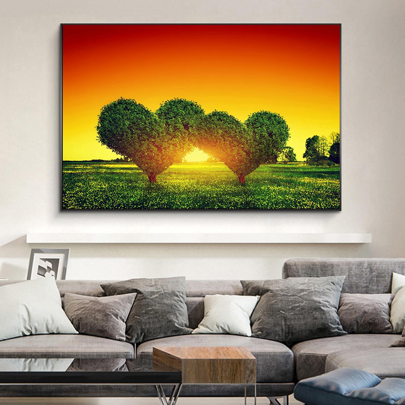 Peinture papillon en coeur arbre moderne affiche nature fleur salon 70x100
