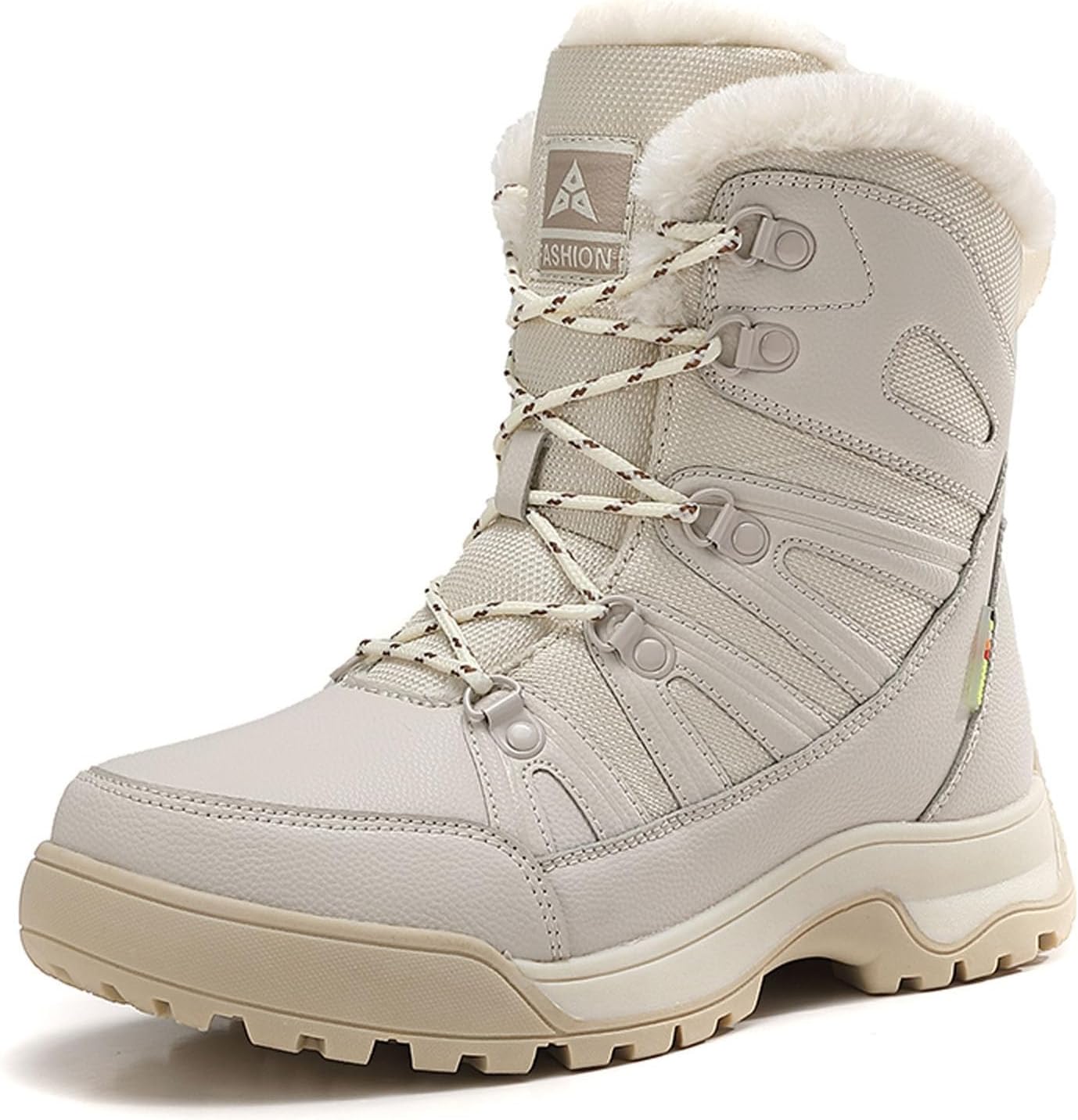 Platform Boots for Women Waterproof Mid Calf Booties Lightweight Lace Up Fur Liend Sneakers Comfortable Walking Winter Shoes