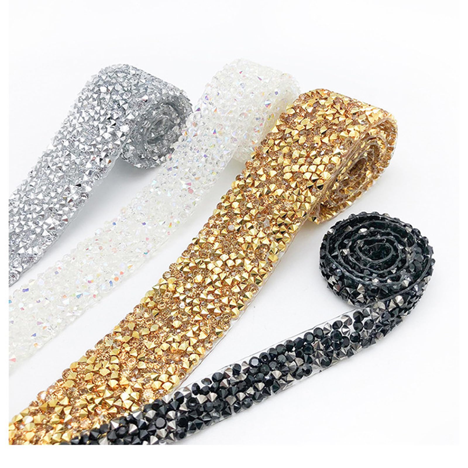Lot De 3 Rouleaux De Ruban Strass Autocollant Avec Perles - 1,5 Cm De Large - Pour Décoration De Mariage, Fête D'anniversaire, Bricolage