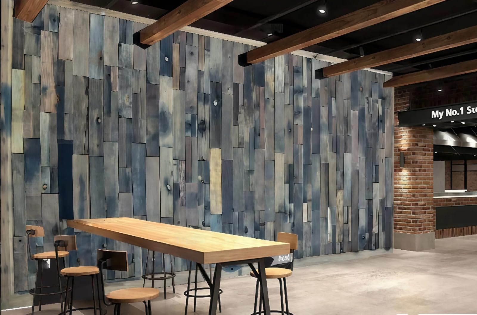 rskjdghshd Wallpaper Fashion Wooden Board Collage Shopping Mall Beverage Shop Western Restaurant Background Wall Mural Afternoon Tea Coffee Shop Wallpaper,3D,200x140cm