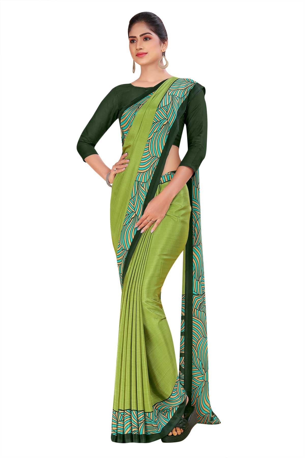 Orchid and Violet Women's Premium Italian Silk Plain Gaala Border Nurse Uniform Sarees With Blouse Piece-image-29