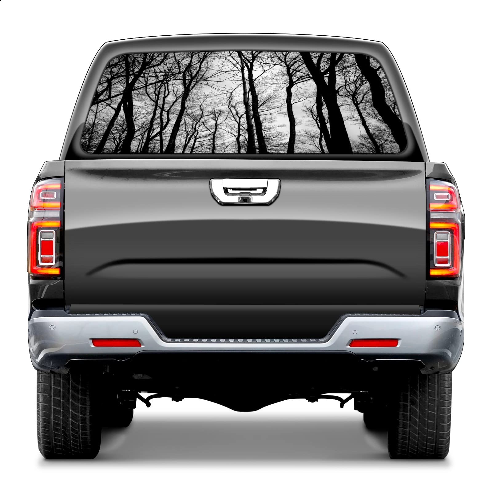 Pickup Truck Back Window Truck Rear Window Decals Rear Window Graphic Decals for Trucks Fire Pickup Car Window Stickers 65*22 inch Truck Back Window Perforated Vinyl Window Film Decal(Withered Forest