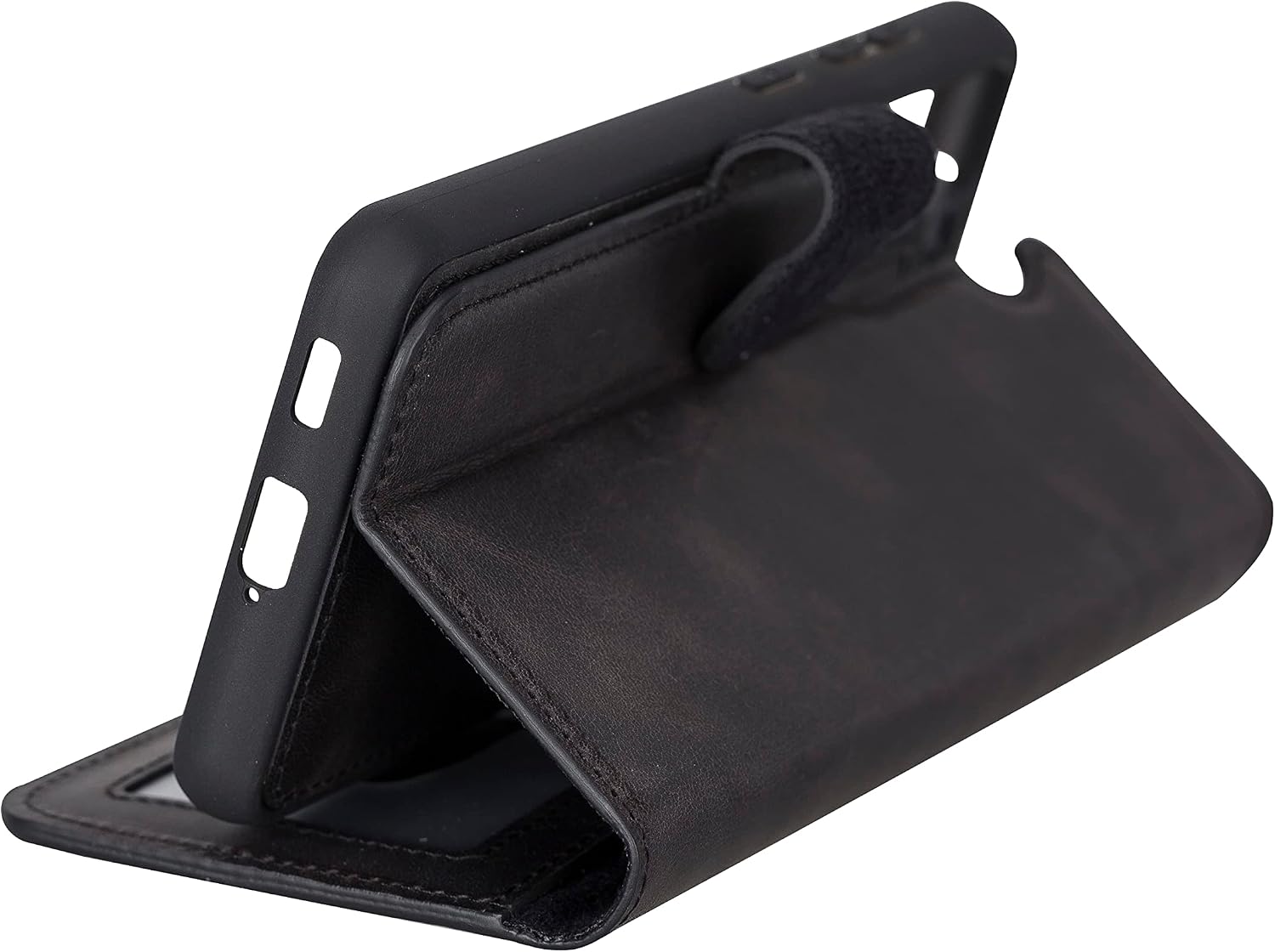 HARDISTON Leather Wallet Case Compatible with Samsung Galaxy - Detachable Magnetic Flip Cover with Card Holder & Kickstand - Full Edge Protection (Samsung Galaxy S21FE, Black)