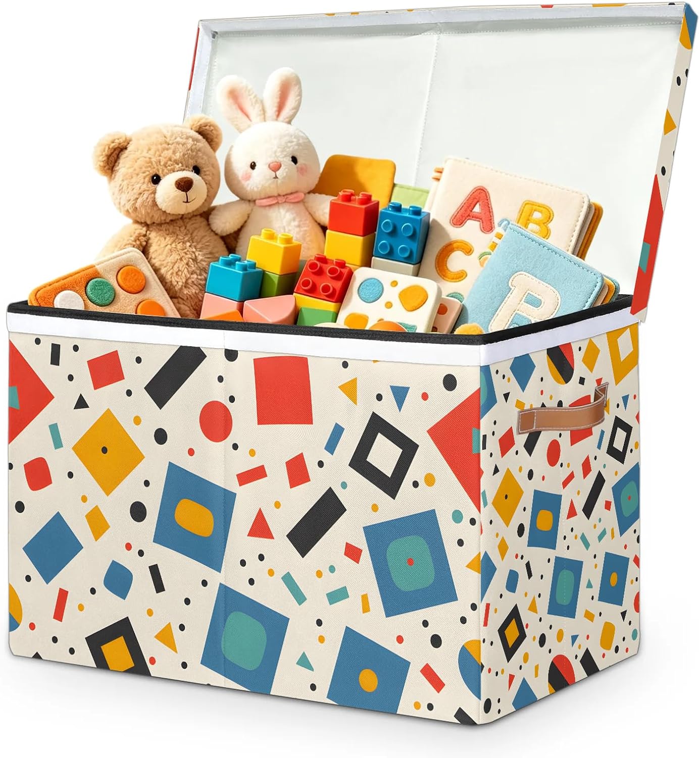 Colorful Modern Geometric Large Toy Storage Box with Lid