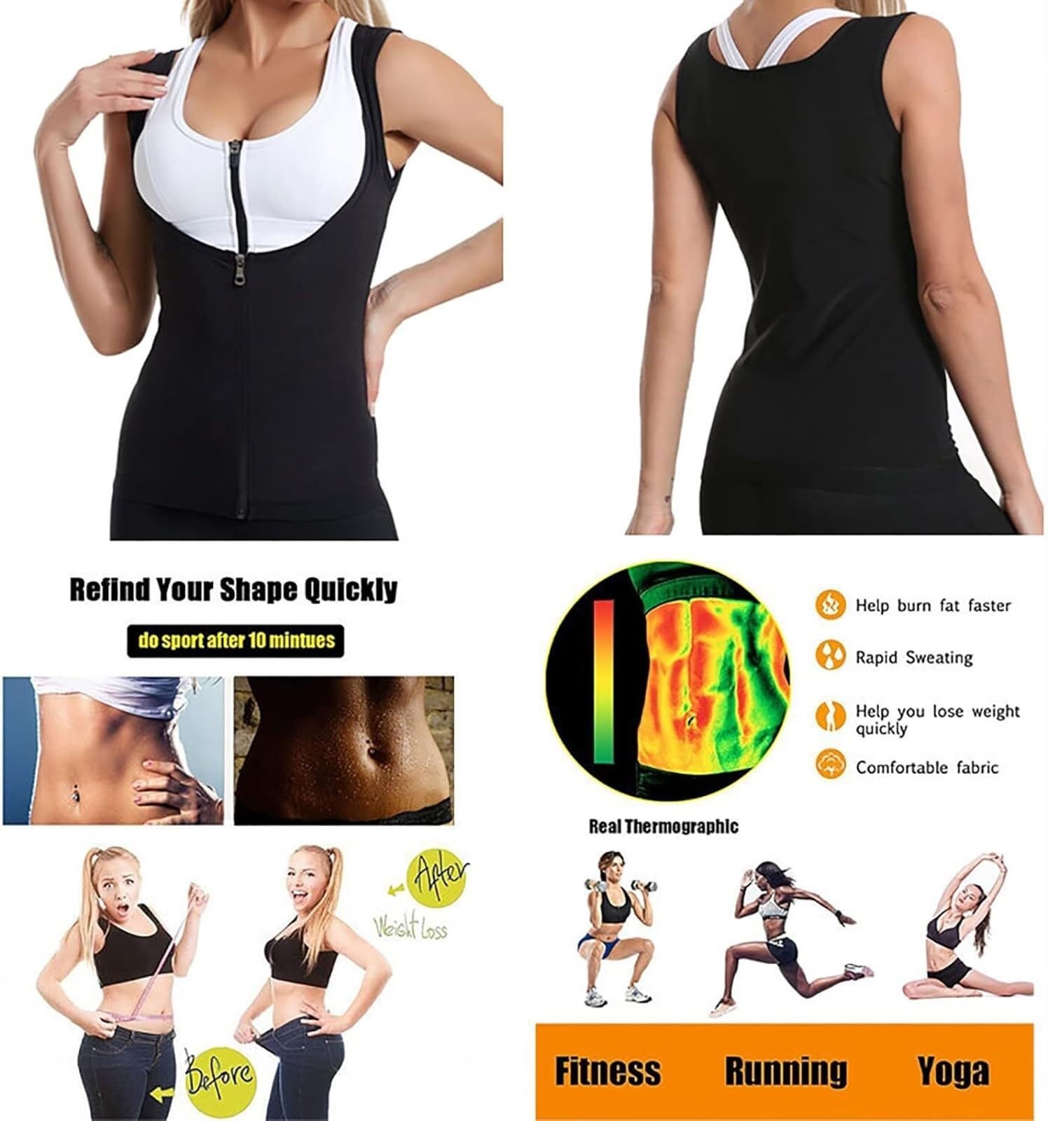 Damska koszula do sauny kamizelka modelująca sylwetkę trening sportowa koszulka modelująca sylwetkę sauna tank top pot kamizelka wyszczuplająca strój do sauny
