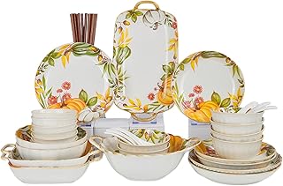 36-piece pumpkin pattern plates and bowls set - microwave and oven safe ...