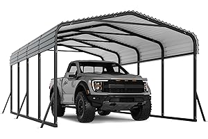 12'x20'x8.5' Heavy Duty Metal Carport with Galvanized Roof