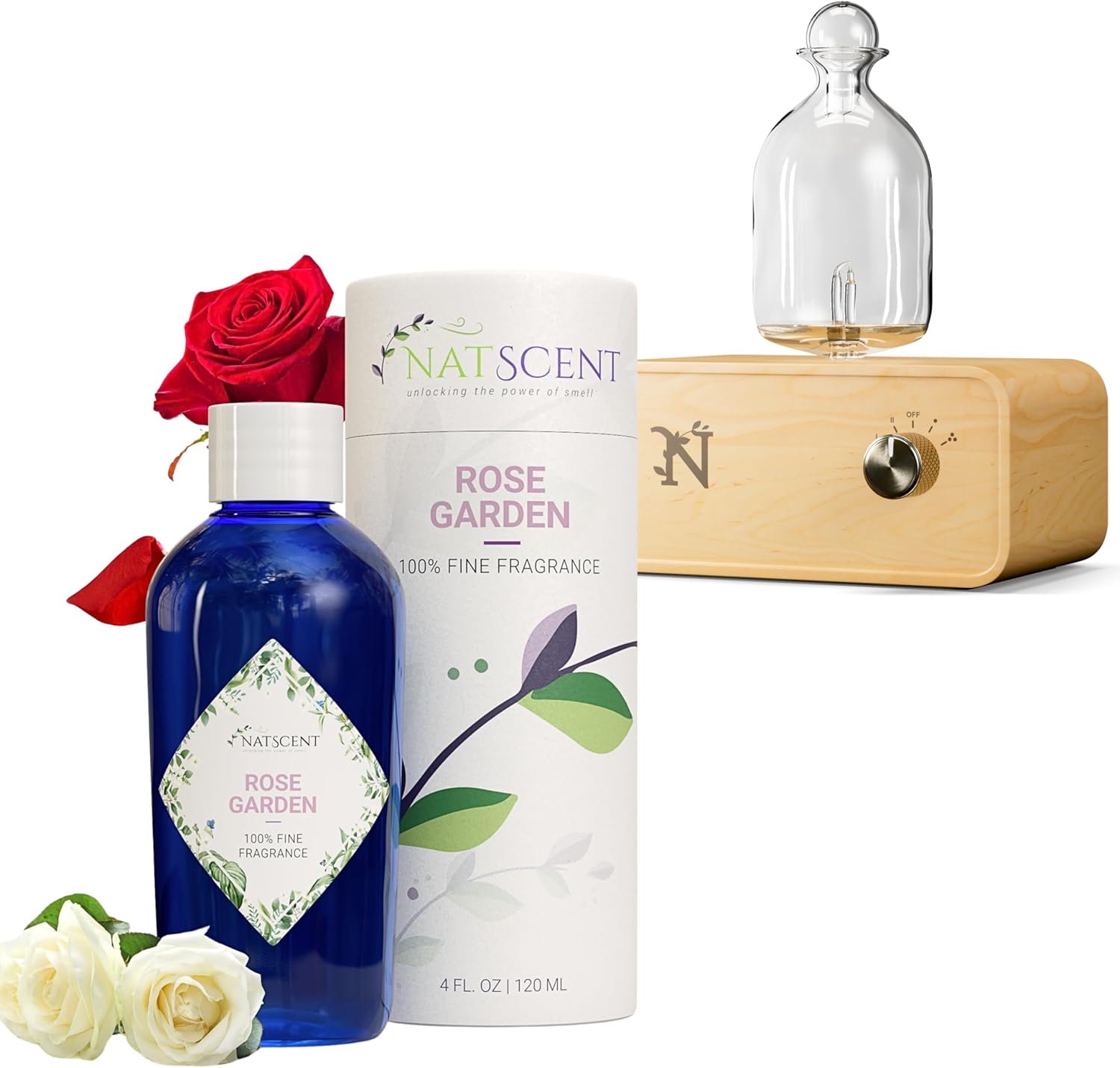 Amazon.com: Natscent Serenity Diffuser with Rose Essential Oil Included ...