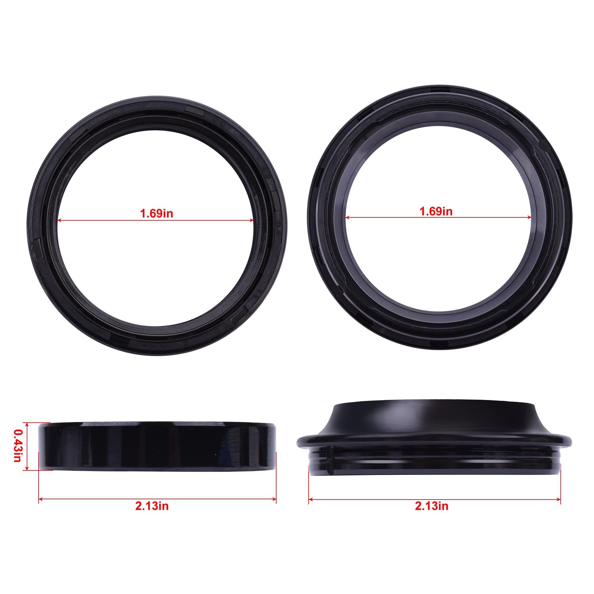 43mm Front Fork Seal Kit (43x54x11mm) For Kawasaki Ninja ZX10R, Suzuki GSXR, Honda CBR & More