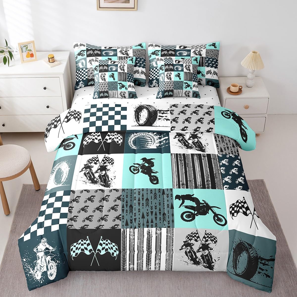 Feelyou Vintage Train Comforter Set with Sheets 7 Piece Full Size Steam Engine Train Bedding Set for Kids Boys Girls Retro Transport Vehicle Bed in a Bag Room Decor Soft Lightweight Microfiber