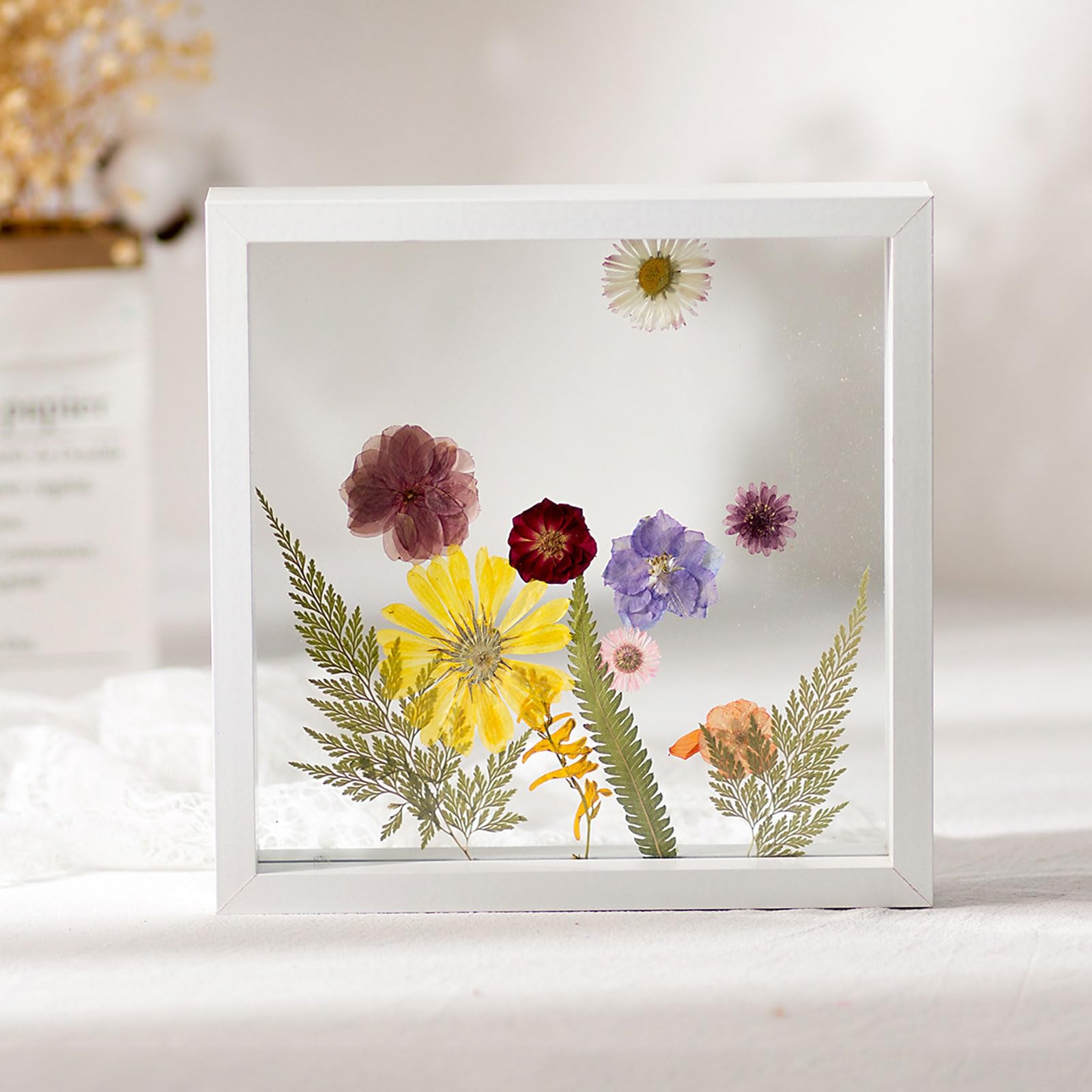 Machtiging A4 Photo Frame,Floating Frame Double Sided,Wood Photo,Poster Display Photo Frame,Flower Press Frame,A4 Wooden Frame,Lightweight,Dust-Proof,Scratch-Resistant,For Photos,Artworks,Poster