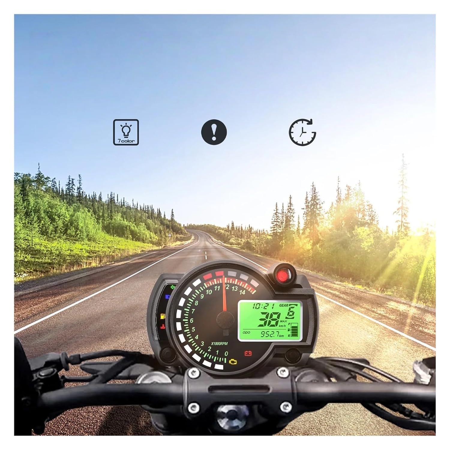 Motorcycle Speedometer Tachometer 12v Motorcycle Universal Speedometer for HO&ND&A for Su&zuki for YA&MAHA for KA&was&AKI 7 Colors Digital Odometer Dashboard